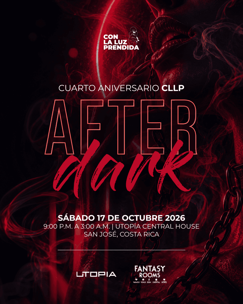 Flyer de Cuarto Aniversario Con La Luz Prendida · After Dark