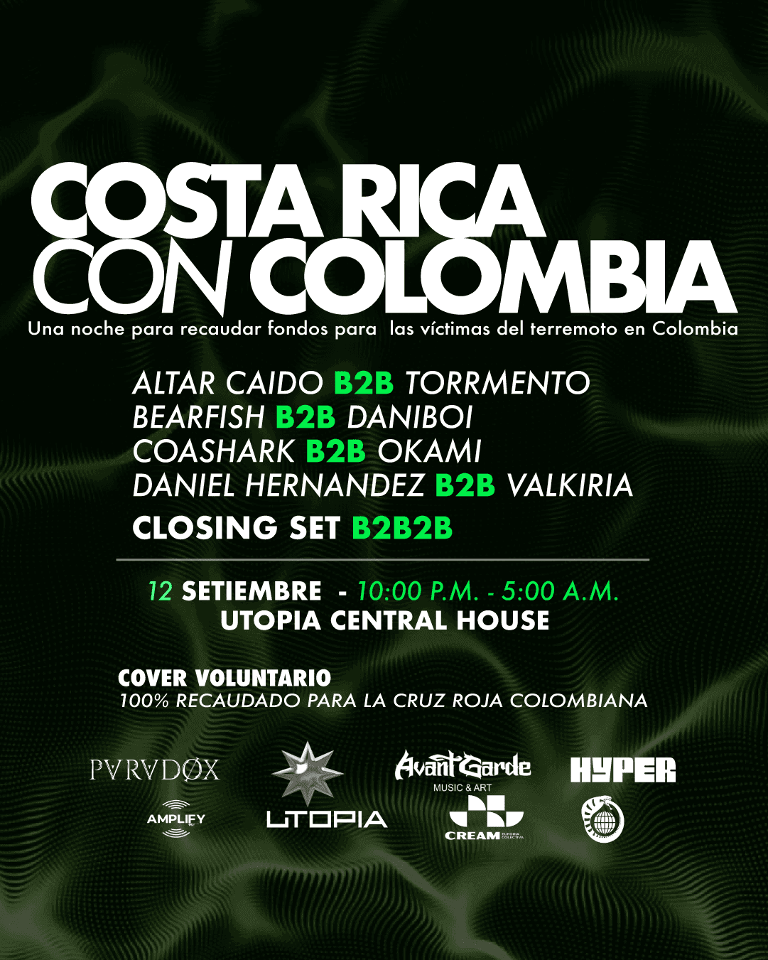 Flyer de COSTA RICA CON COLOMBIA TECHNO NIGHT